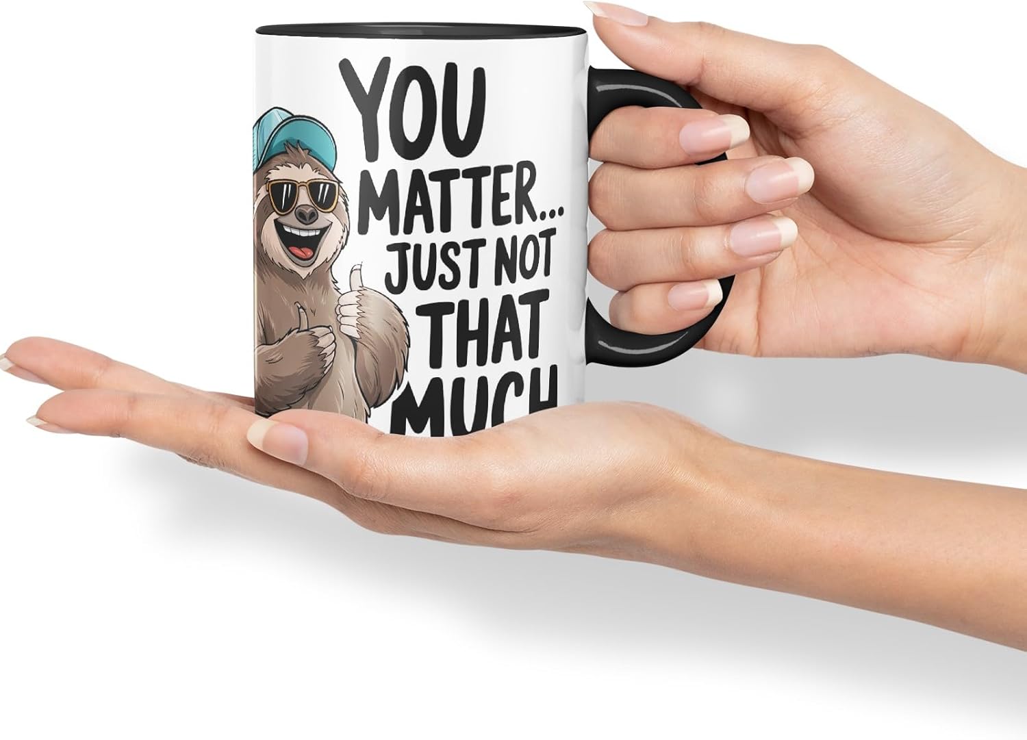 Vixar You Matter... Just Not That Much – Coloured Ceramic Mug Cup Gift, 11oz (Black)