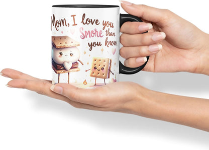 Vixar Mom, I Love You S’More Than You Know Coloured Mug Cup Cute Mother’s Day Gift 11oz (Black)