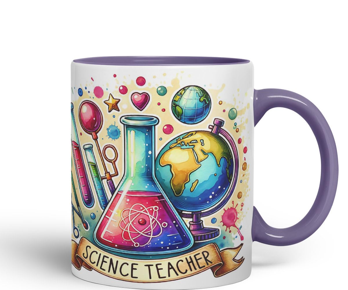 Vixar Science Teacher Teacher Mug Thank You, End of School Gift Ceramic Coloured Mug Cup for Tea Coffee Hot Brew 330ml 11Oz Gift
