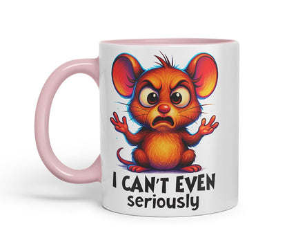 Vixar I Can't Even Seriously Funny Mouse Mug – Coloured Ceramic Mug Cup Gift, 11oz (Black)