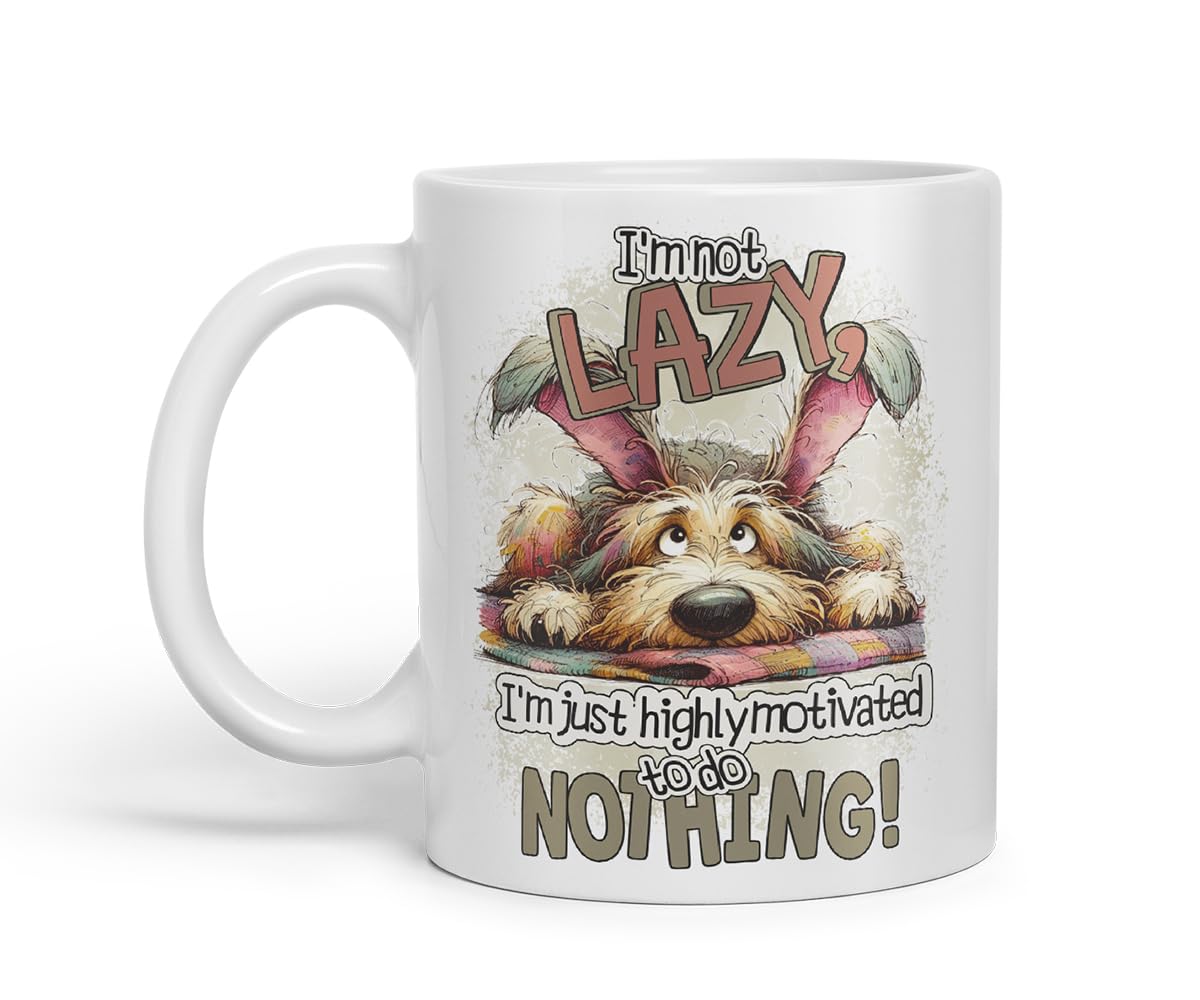 Vixar I'm Not Lazy I'm Just Highly Motivated to Do Nothing Funny Dog Dogs – Coloured Ceramic Mug Cup Gift, 11oz (Black)