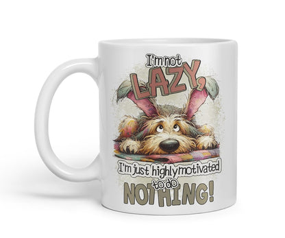 Vixar I'm Not Lazy I'm Just Highly Motivated to Do Nothing Funny Dog Dogs – Coloured Ceramic Mug Cup Gift, 11oz (Black)