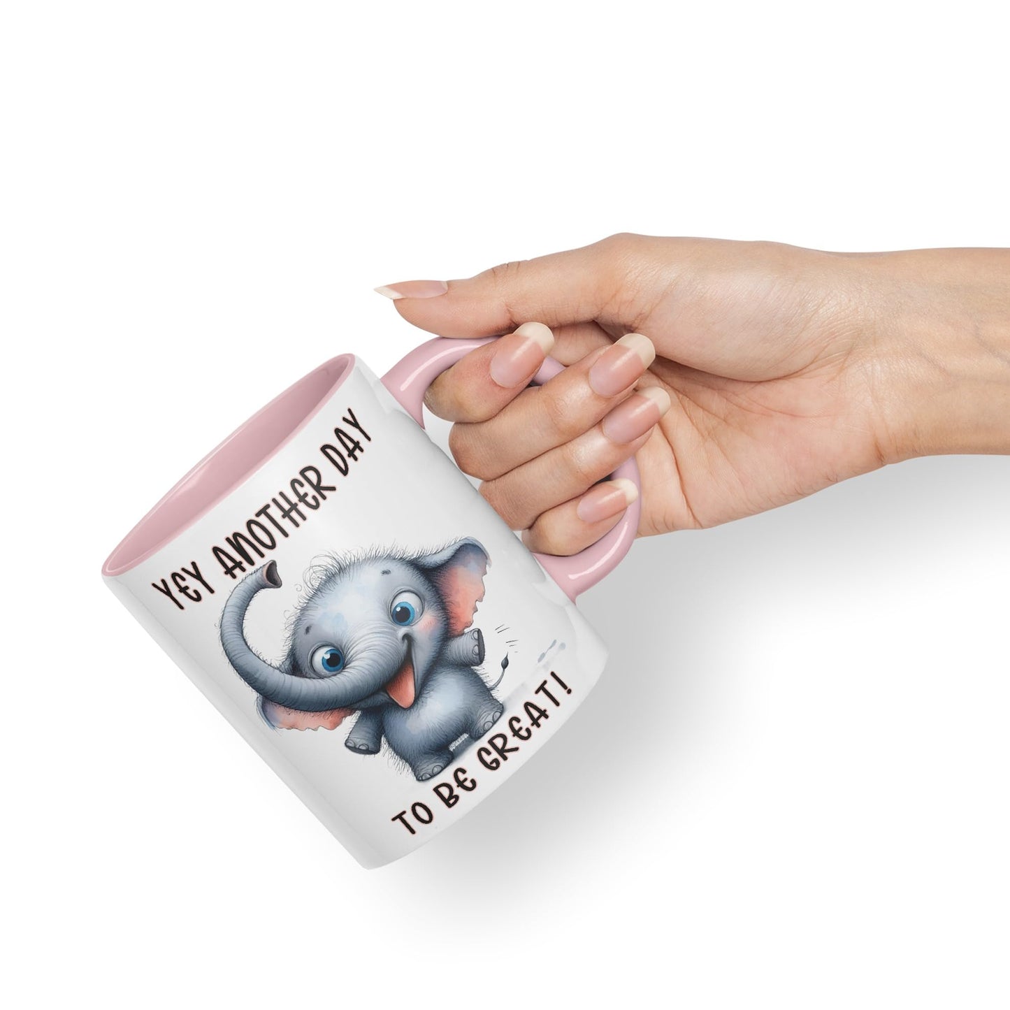 Hey Another Day to be Great Elephant, Joke sarkasm Sarcastic Ceramic Coloured Mug Cup for Tea Coffee Hot Brew 330ml 11Oz Gift