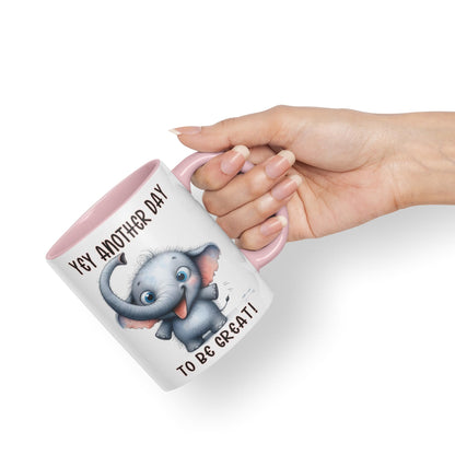 Hey Another Day to be Great Elephant, Joke sarkasm Sarcastic Ceramic Coloured Mug Cup for Tea Coffee Hot Brew 330ml 11Oz Gift