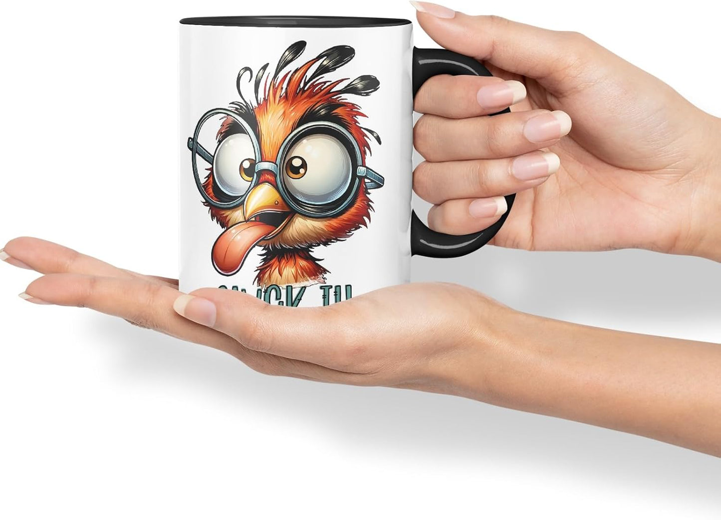 Vixar Cluck It! Coloured Ceramic Mug Cup 11oz Funny Sarcastic Gift (Black)