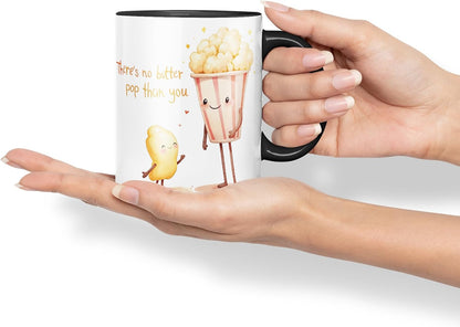 Vixar There's No Butter Pop Than You Funny Popcorn Father's Day Mug – Coloured Mug Cup Gift, 11oz (Black)