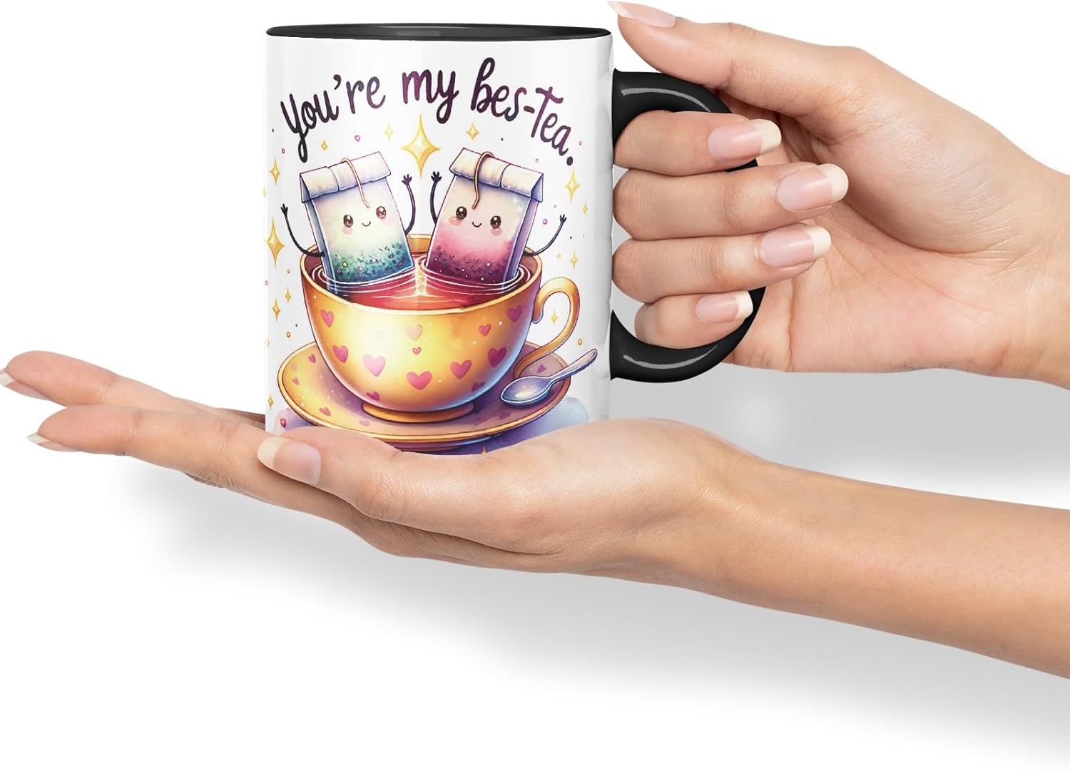 Vixar You’re My BES-Tea Coloured Ceramic Cup Mug – Gift for Best Friend, Couple or Coworker – 11oz (Black)