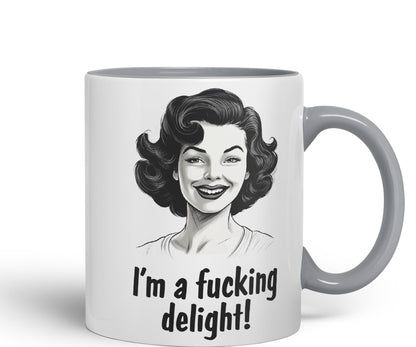 I'm a f.. Delight! Sarcastic Joke Ceramic Coloured Mug Cup for Tea Coffee Hot Brew 330ml 11Oz