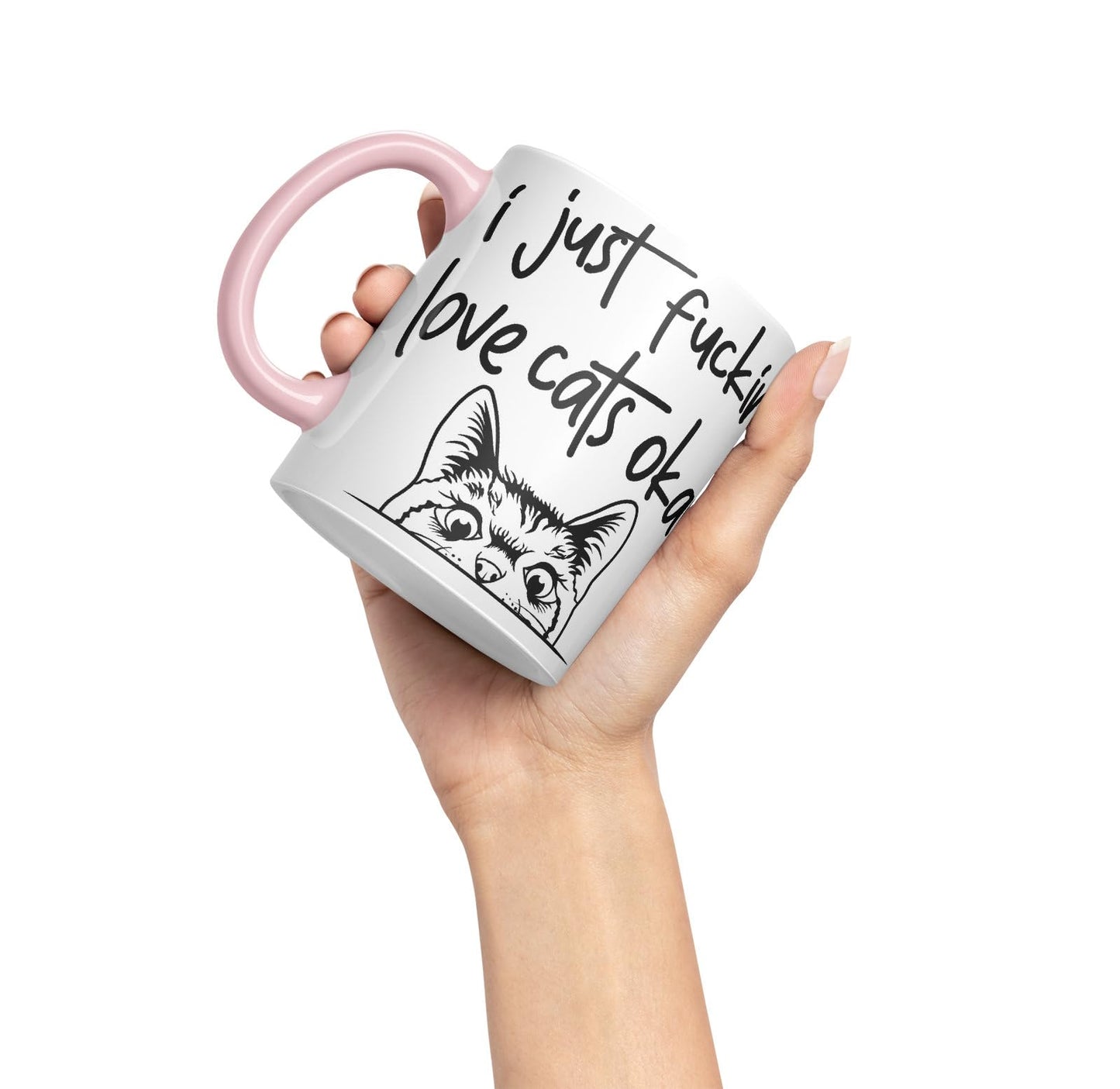 Vixar I just f_ucking Love Cats Okay, Hidden, Hiding Kitten cat Joke sarkasm Ceramic Coloured Mug Cup for Tea Coffee Hot Brew 330ml 11Oz Gift V1