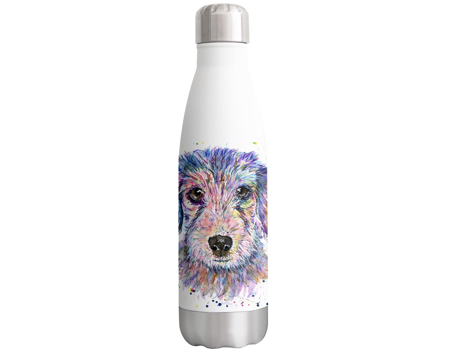 Vixar Dachshund Wire Hair Susage Dog Pet Watercolour Bottle double Wall insulated Stainless steel sport Drinks 500ml