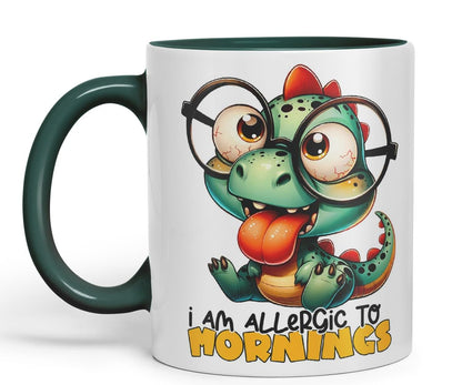 Vixar I Am Allergic to Mornings Coloured Ceramic Mug Cup 11oz Funny Sarcastic Gift (Black)