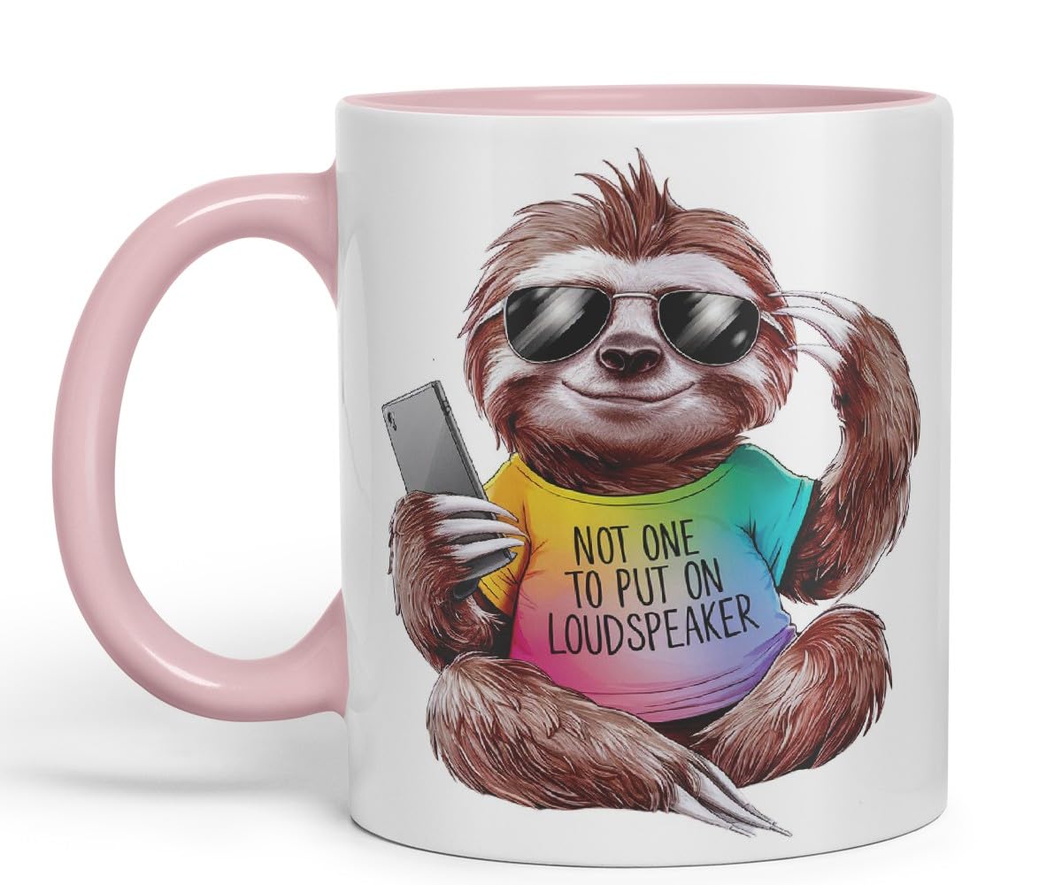 Vixar Not One to Put on Loudspeaker – Coloured Ceramic Mug Cup Gift, 11oz (Black)