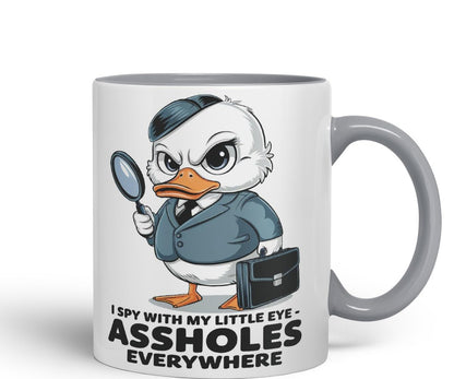 Vixar I Spy with My Little Eye Duck Mug – Coloured Ceramic Mug Cup Gift, 11oz (Black)