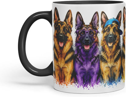Vixar German Shepherd Dog Mug – Cute German Shepherd Coloured Ceramic Mug Cup Gift, 11oz (Black)