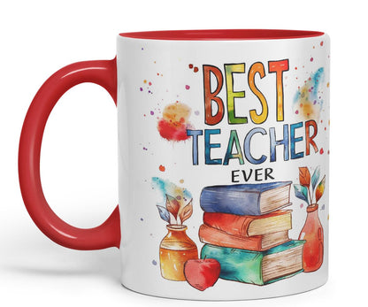 Vixar Best Teacher Mug Thank You, End of School Gift Ceramic Coloured Mug Cup for Tea Coffee Hot Brew 330ml 11Oz Gift Bta2