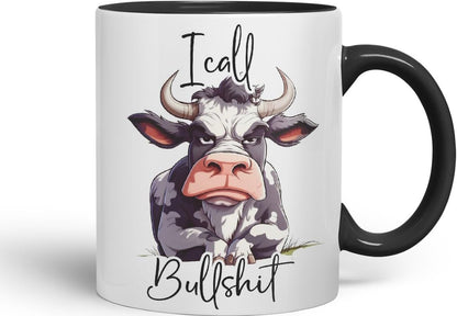 Vixar I Call Bull…Cow Coloured Ceramic Mug Cup Gift, 11oz (Black)