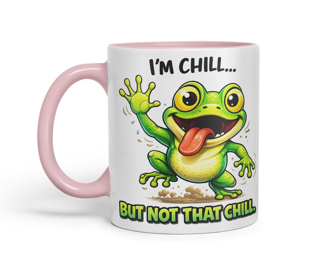 Vixar I'm Chill But Not that Chill Funny Frog Mug – Coloured Ceramic Mug Cup Gift, 11oz (Black)