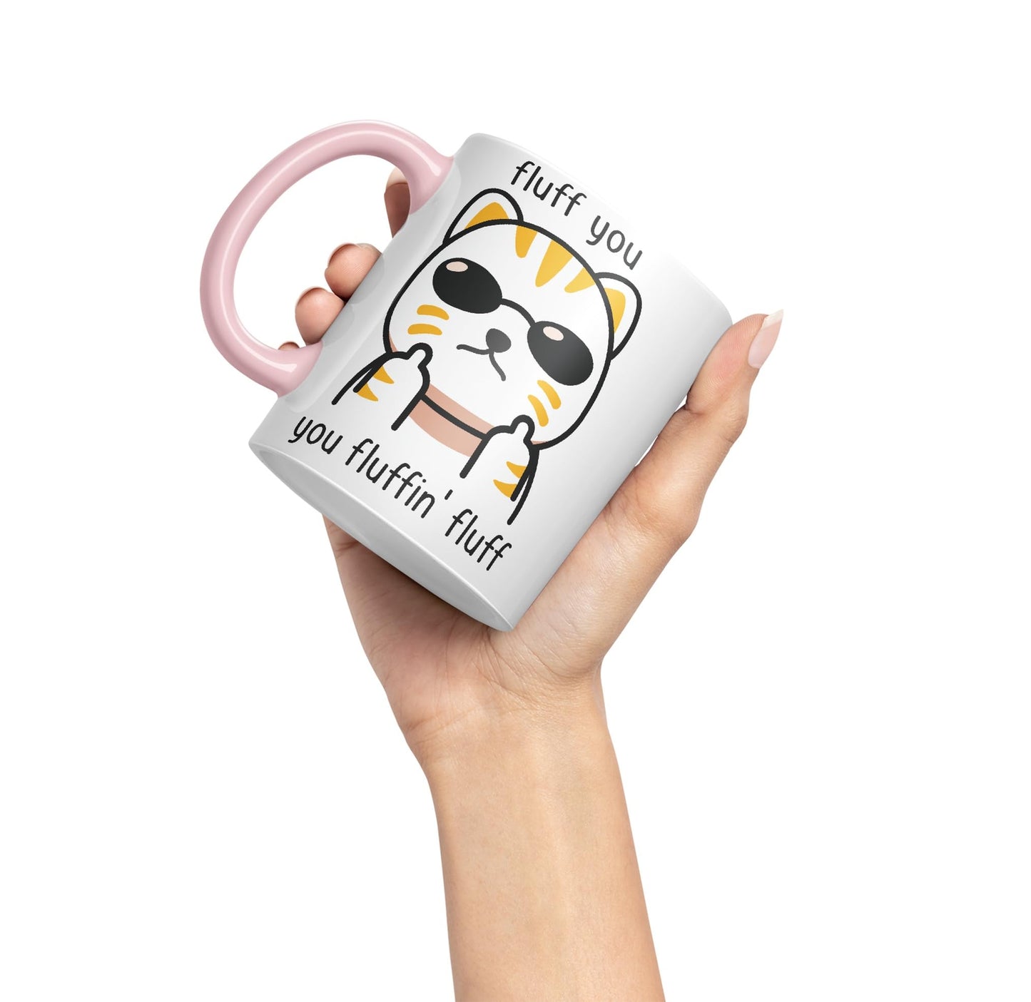 Vixar Fluff You Cat Joke Adult Ceramic Mug Coloured Mug Cup Gift Tea Coffee Christmas Office Home