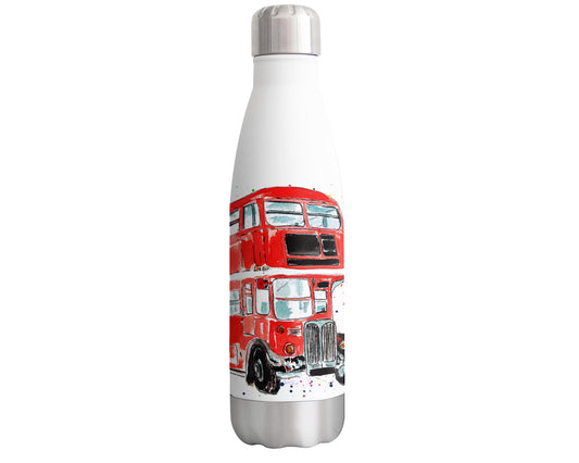 Vixar Bus Red London busses Watercolour Bottle double Wall insulated Stainless steel sport Drinks 500ml