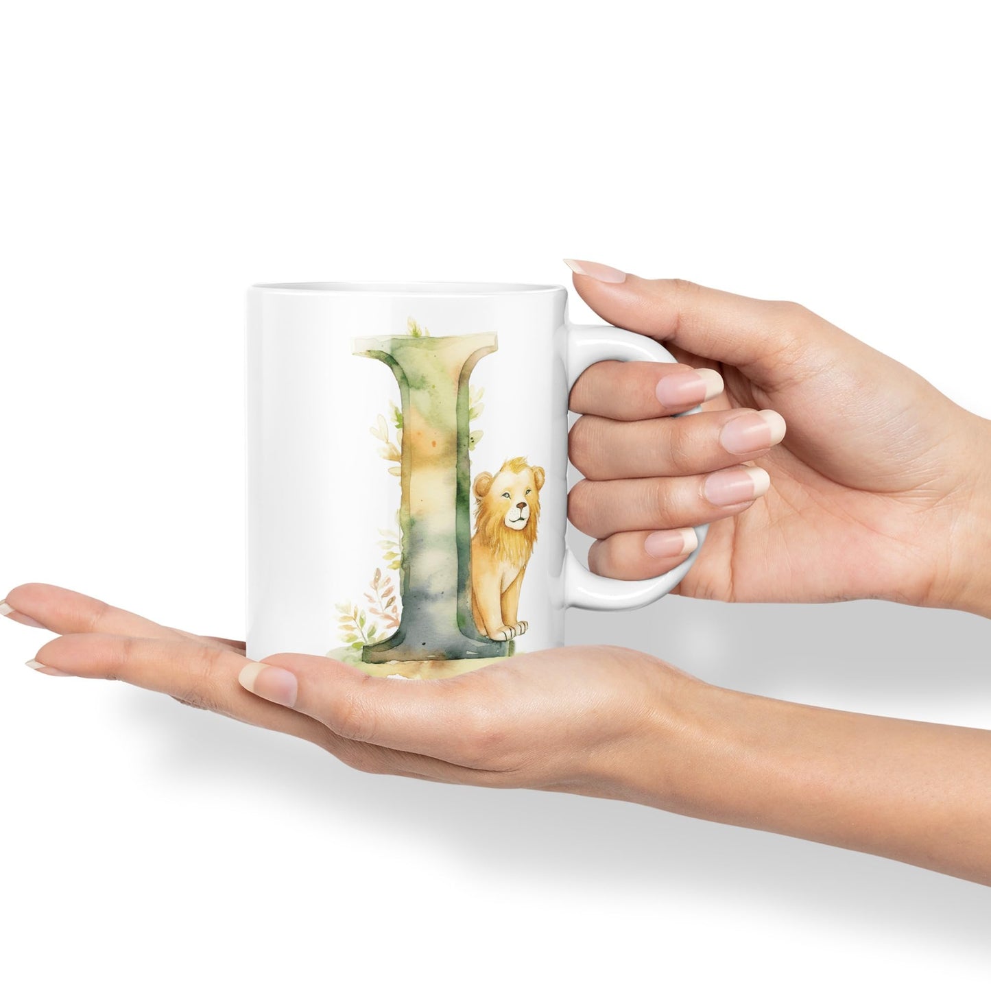 Letter I mug, Animals Alphabet Letter I Monogram animal for kids Ceramic Coloured Mug Cup for Tea Coffee Hot brew 330ml 11Oz Gift