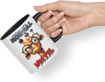 Vixar Everyone Seems Normal Until You Get to Know Them Giraffe Coloured Ceramic Mug Cup 11oz Funny Sarcastic Gift (Black)