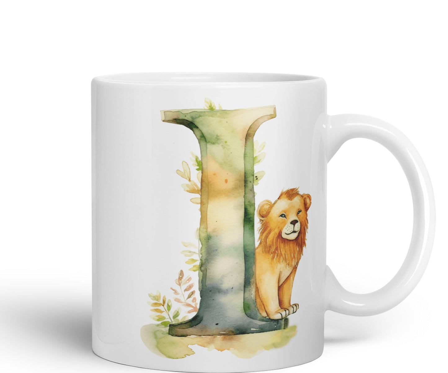 Letter I mug, Animals Alphabet Letter I Monogram animal for kids Ceramic Coloured Mug Cup for Tea Coffee Hot brew 330ml 11Oz Gift
