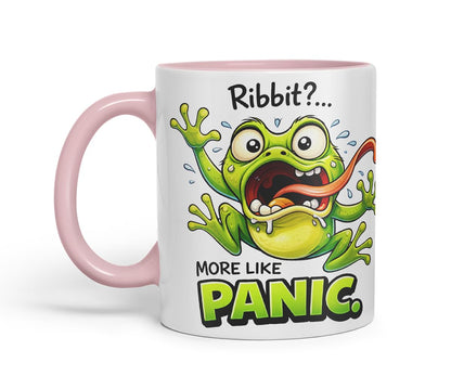 Vixar Ribbit More Like Panic Funny Frog Mug – Coloured Ceramic Mug Cup Gift, 11oz (Black)