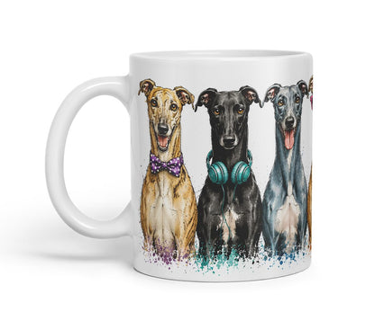 Vixar Greyhound Dog Mug – Cute Greyhound Coloured Ceramic Mug Cup Gift, 11oz (Black)