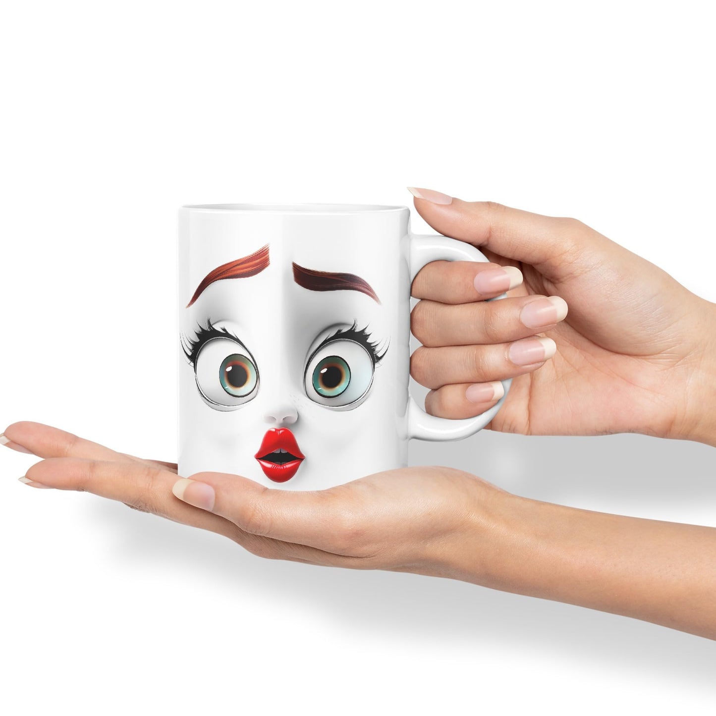 Face Eyes Nose mounts Eyebrows Joke sarkasm Ceramic Coloured Mug Cup for Tea Coffee Hot Brew 330ml 11Oz Gift