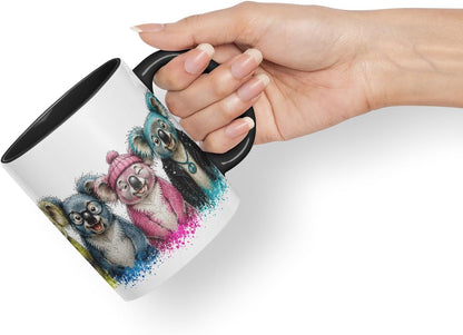Koala Mug – Cute Koala Animal Coloured Ceramic Mug Cup Gift, 11oz (Black)