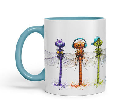 Vixar Dragonfly Mug – Cute Dragonfly Animal Coloured Ceramic Mug Cup Gift, 11oz (Black)