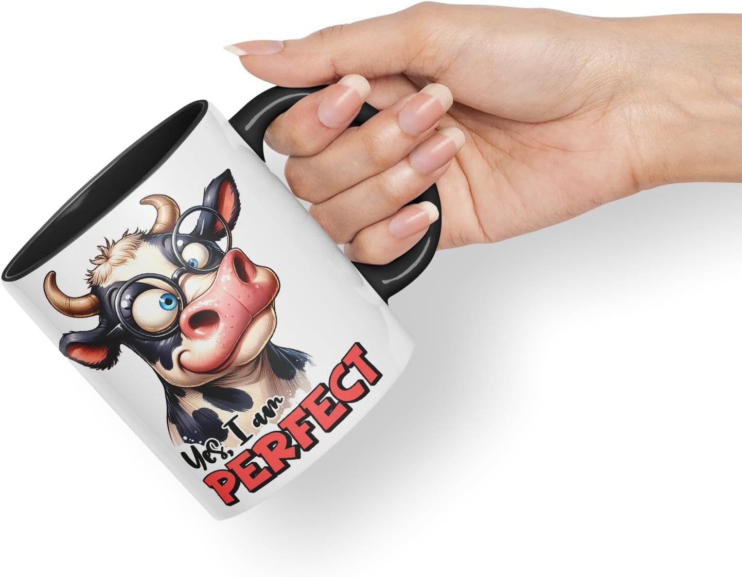 Yes, I Am Perfect Coloured Ceramic Mug Cup 11oz Funny Sarcastic Gift (Black)