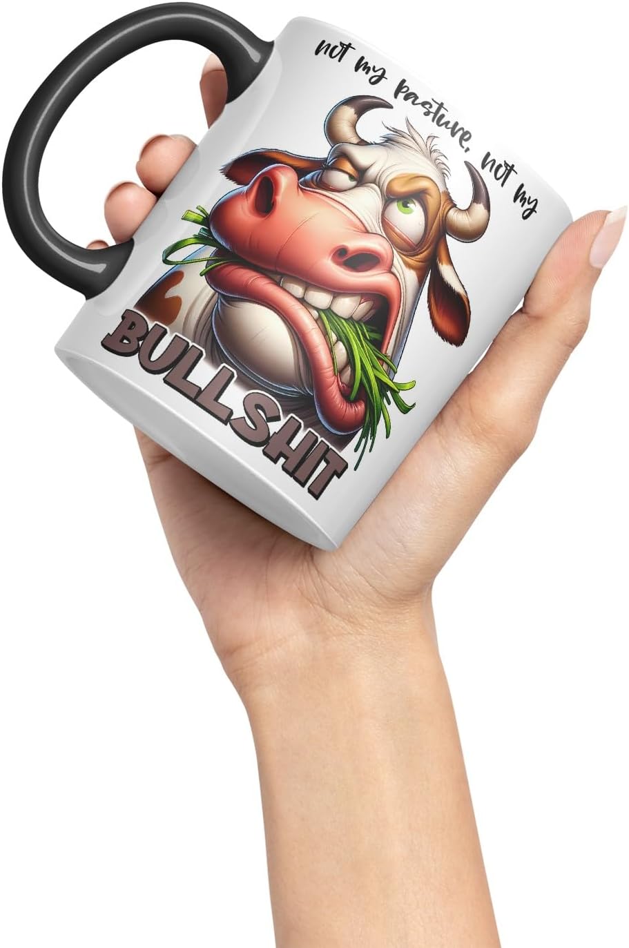 Vixar Not My Pasture, Not My Bullshit Coloured Ceramic Mug Cup 11oz Funny Sarcastic Gift (Black)