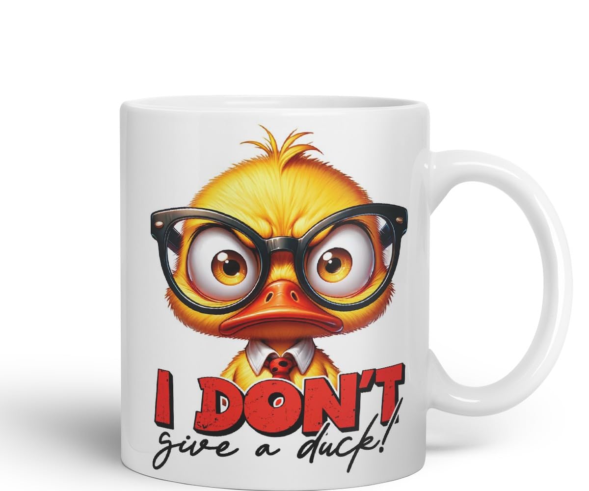 Vixar I Don’t Give a Duck! Coloured Ceramic Mug Cup 11oz Funny Sarcastic Gift (Black)