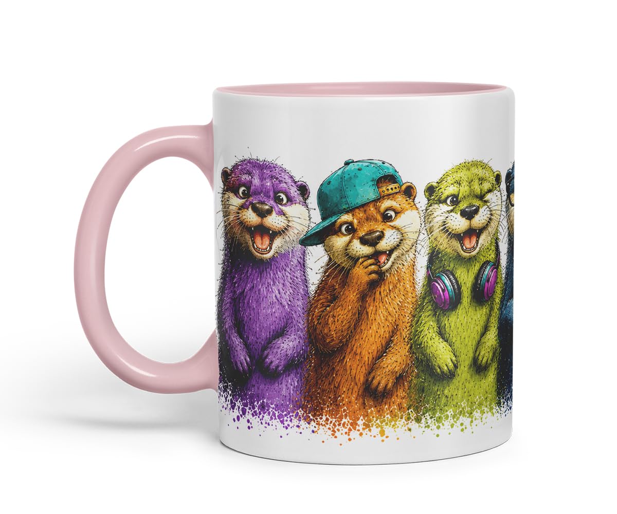 Vixar Otter Mug – Cute Otter Coloured Ceramic Mug Cup Gift, 11oz (Black)