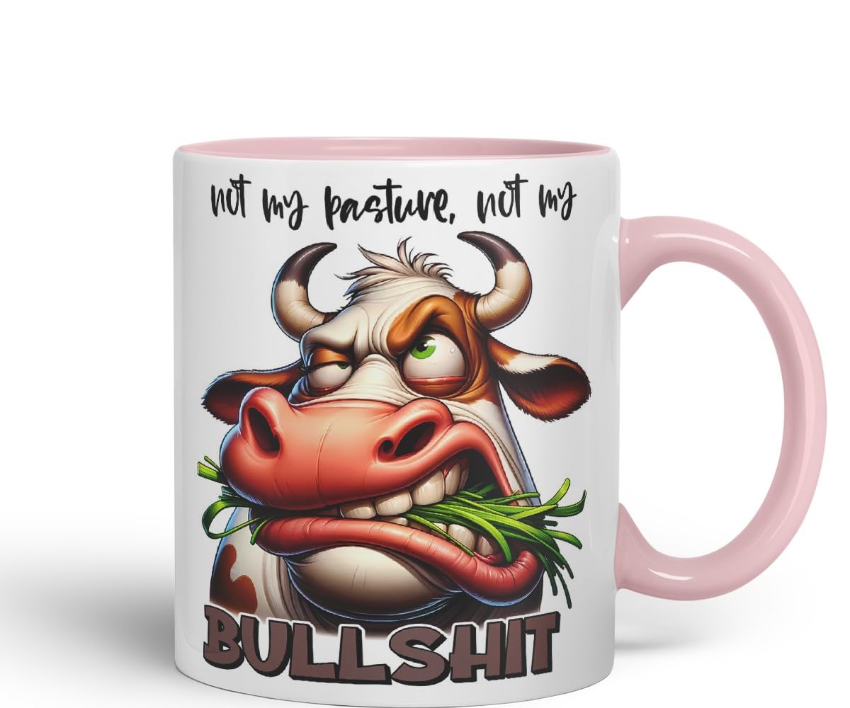 Vixar Not My Pasture, Not My Bullshit Coloured Ceramic Mug Cup 11oz Funny Sarcastic Gift (Black)