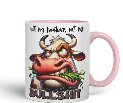 Vixar Not My Pasture, Not My Bullshit Coloured Ceramic Mug Cup 11oz Funny Sarcastic Gift (Black)