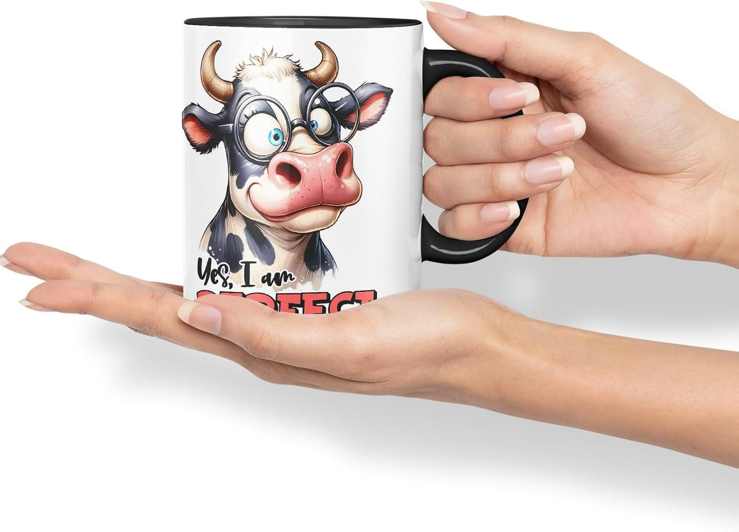 Yes, I Am Perfect Coloured Ceramic Mug Cup 11oz Funny Sarcastic Gift (Black)