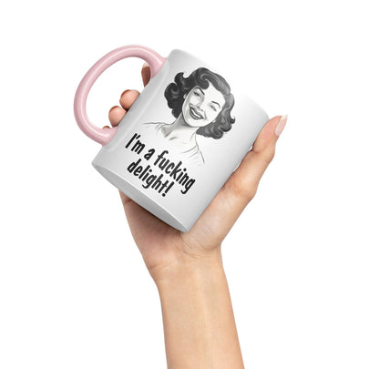 I'm a f.. Delight! Sarcastic Joke Ceramic Coloured Mug Cup for Tea Coffee Hot Brew 330ml 11Oz