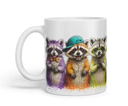 Raccoon Mug – Cute Raccoon Coloured Ceramic Mug Cup Gift, 11oz (Black)
