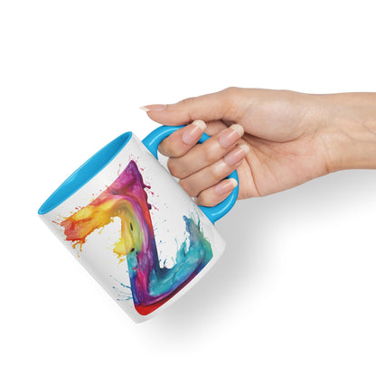 Letter Z mug, Alphabet Letter Z Monogram watercolour Ceramic Coloured Mug Cup for Tea Coffee Hot brew 330ml 11Oz Gift