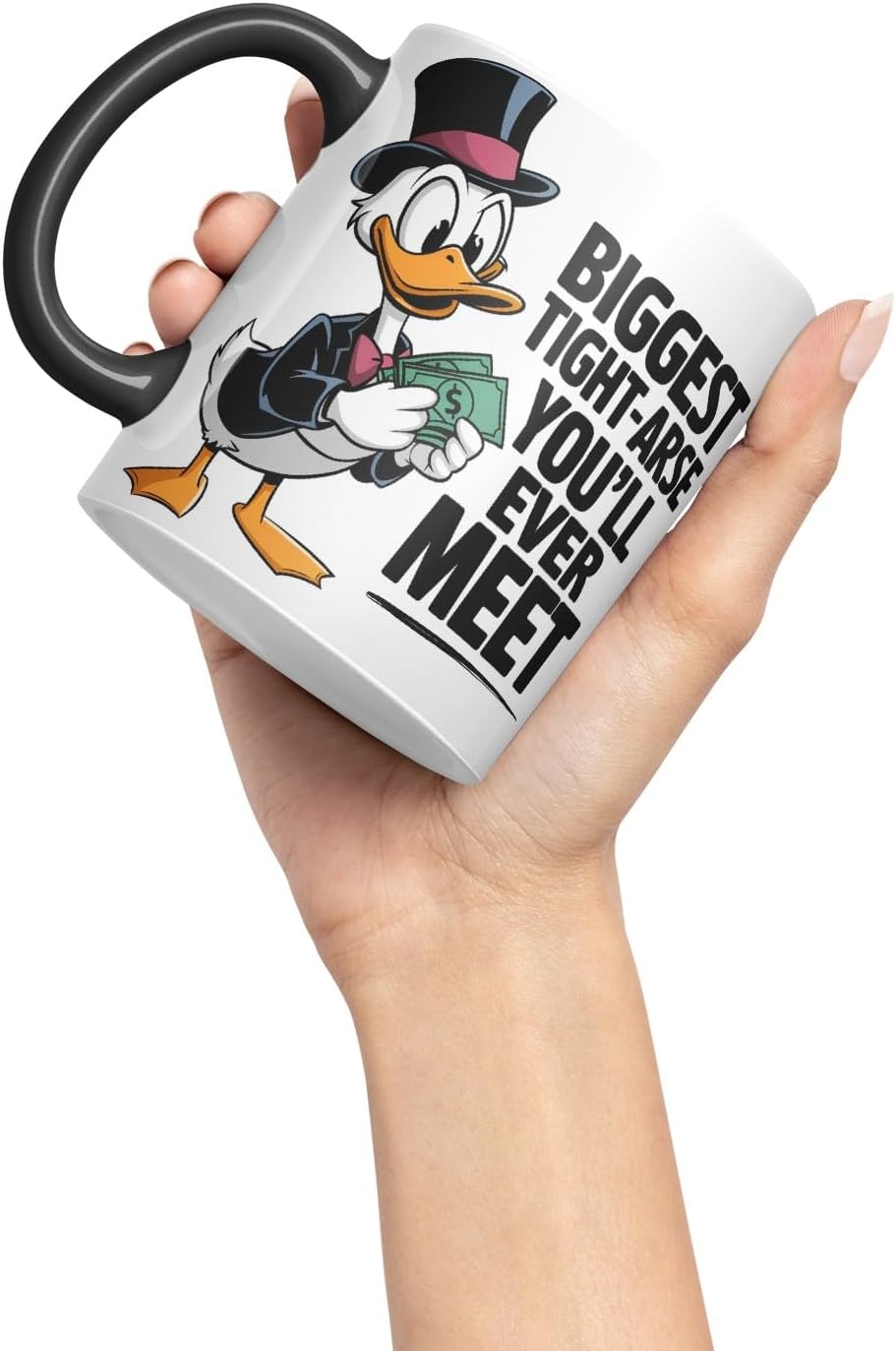 Vixar Biggest Tight-Arse You’ll Ever Meet Sarcastic Duck Coloured Ceramic Mug Cup Gift, 11oz (Black)