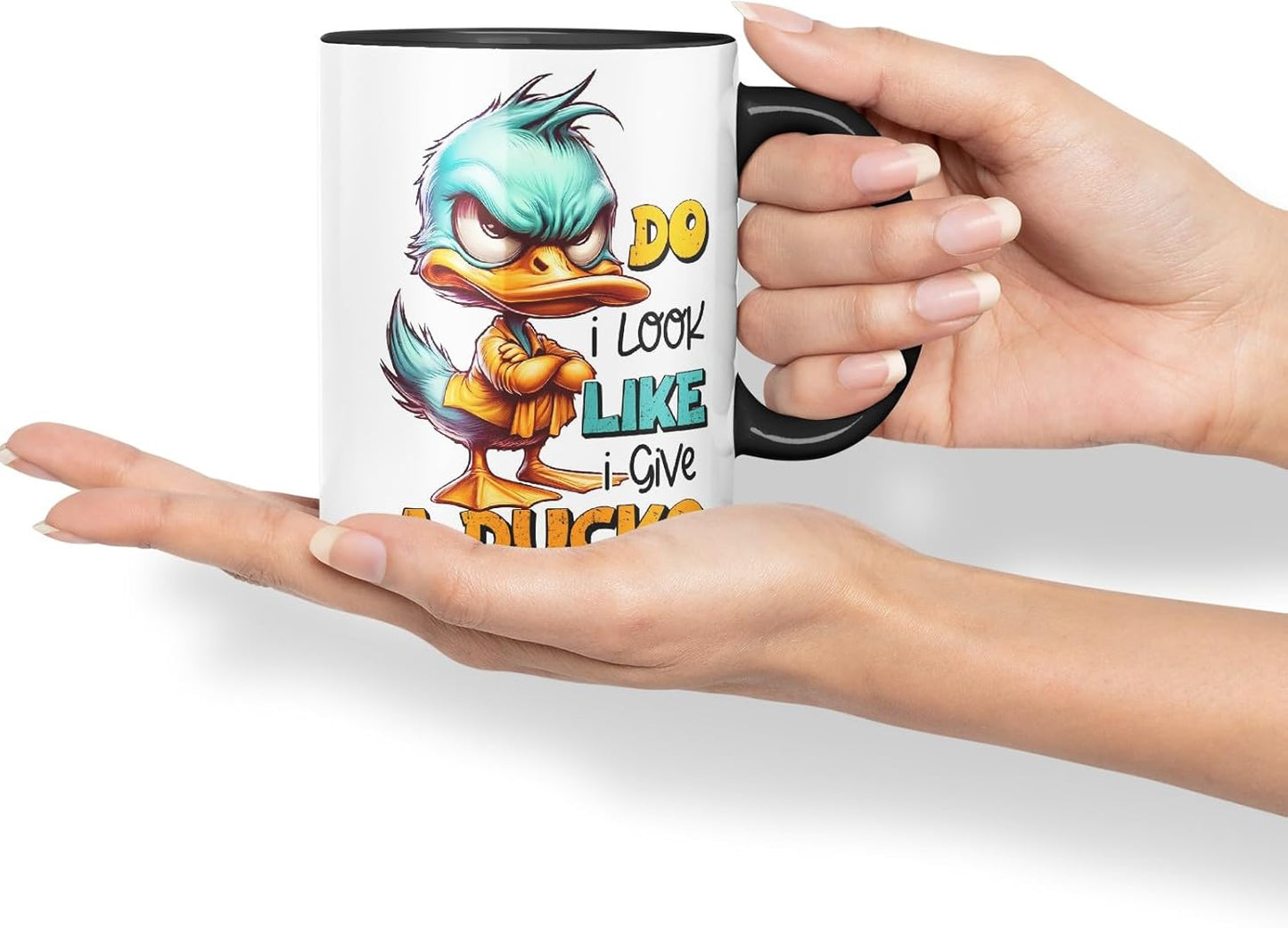 Vixar Do I Look Like I Give a Duck? Coloured Ceramic Mug Cup 11oz Funny Sarcastic Gift (Black)
