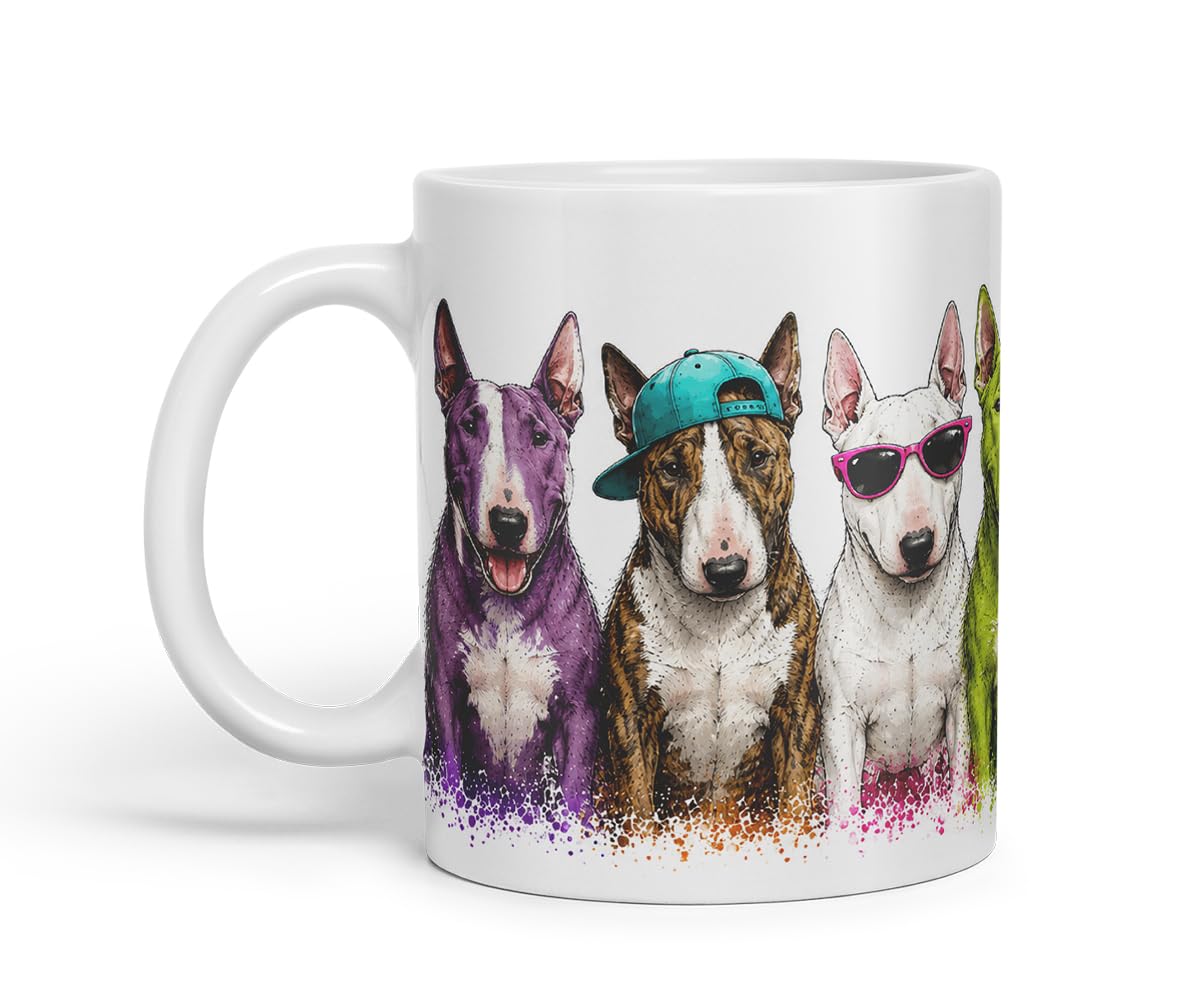 Vixar English Bull Terrier Dog Mug – Cute Bull Terrier Coloured Ceramic Mug Cup Gift, 11oz (Black)