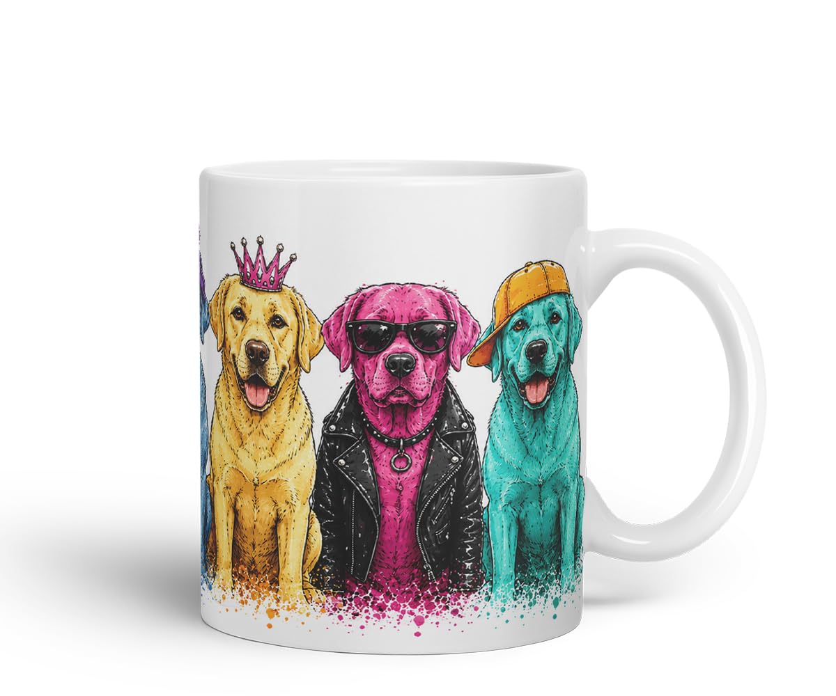 Vixar Labrador Retriever Dog Mug – Cute Labrador Coloured Ceramic Mug Cup Gift, 11oz (Black)