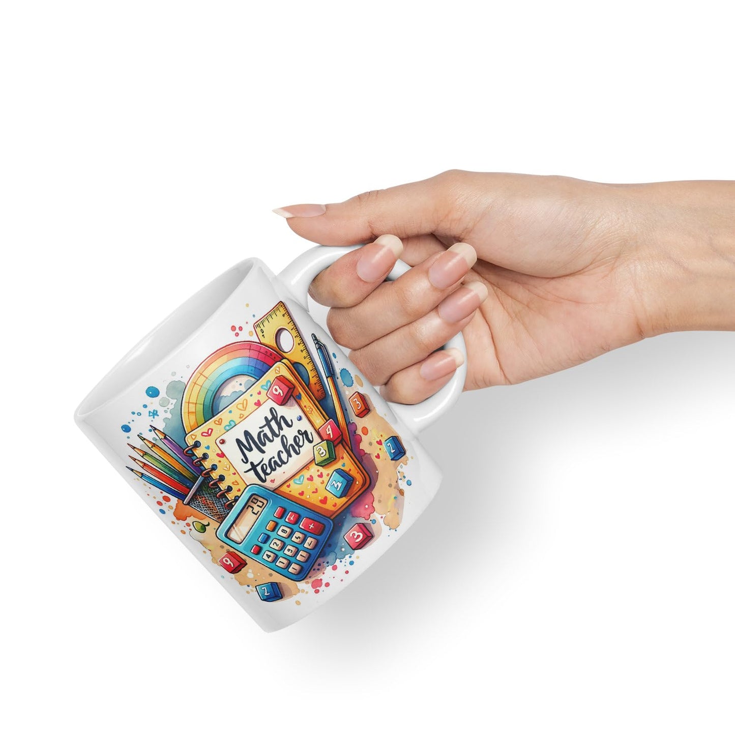 Vixar Math Teacher Mug Thank You, End of School Gift Ceramic Coloured Mug Cup for Tea Coffee Hot Brew 330ml 11Oz Gift