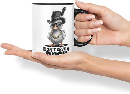 Vixar Don’t Give a Duck – Coloured Ceramic Mug Cup Gift, 11oz (Black)