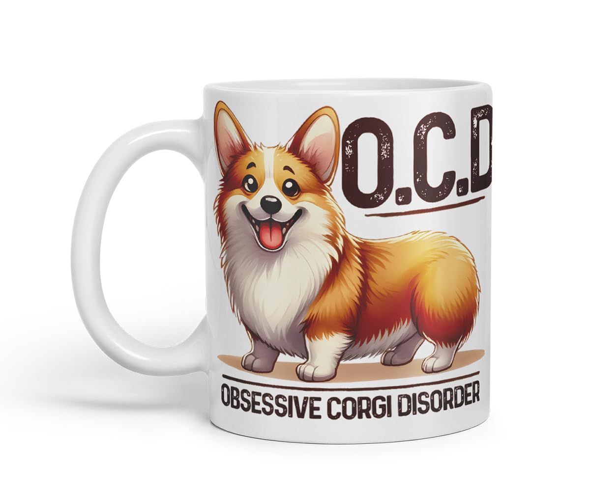 Vixar Obsessive Corgi Disorder Dog Mug – Coloured Ceramic Mug Cup Gift, 11oz (Black)