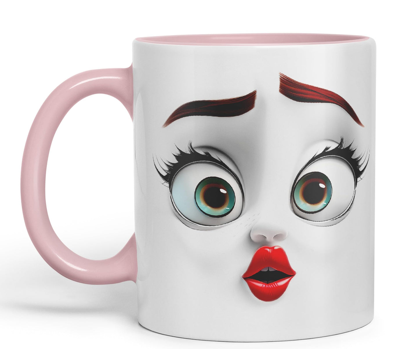 Face Eyes Nose mounts Eyebrows Joke sarkasm Ceramic Coloured Mug Cup for Tea Coffee Hot Brew 330ml 11Oz Gift