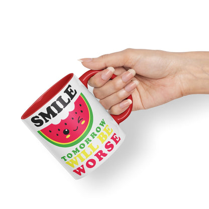 Vixar Smile Tomorrow Will be Worse Joke Ceramic Coloured Mug Cup Gift Tea Coffee Christmas Office Home Work